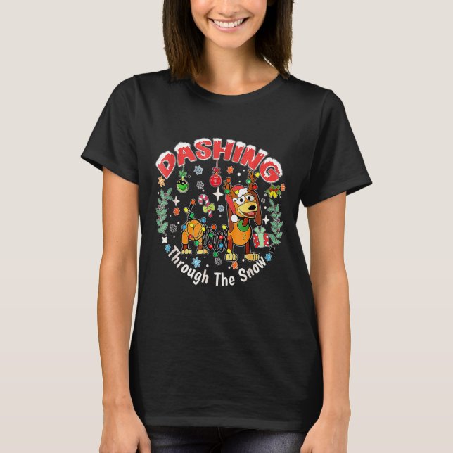 T-shirt Dashing Through The Snow, Dog Christmas, Funny Chr (Devant)
