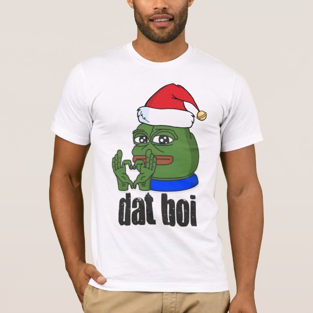 T-shirt Dat Boi drôle Visage avec Casquette de Noël arrive (Devant)