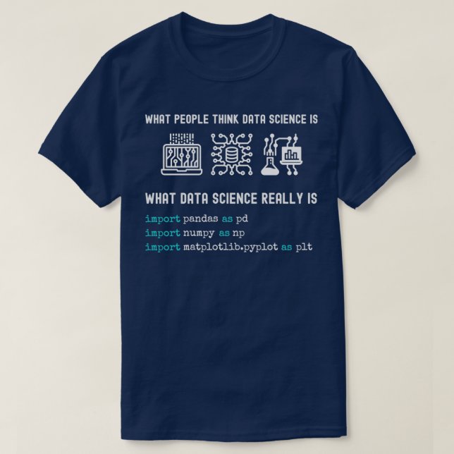 T-shirt Data Science python programmation nombre pandas ma (Design devant)