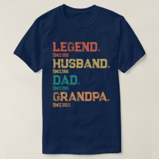 T-shirt Dates jalons de Papa Mari Grand-père légendaire