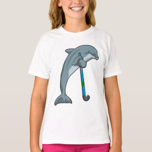 T-shirt Dauphin à Hockey avec bâton de hockey