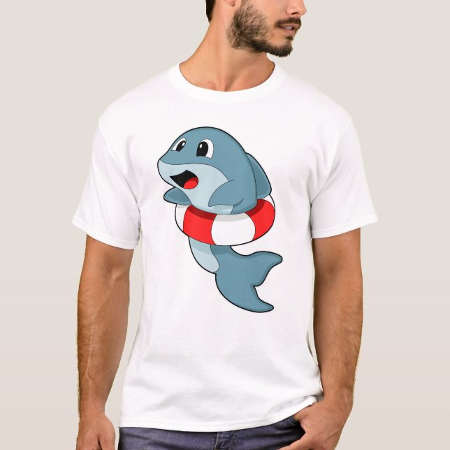 T-shirt Dauphin à la natation avec anneau de natation (Devant)