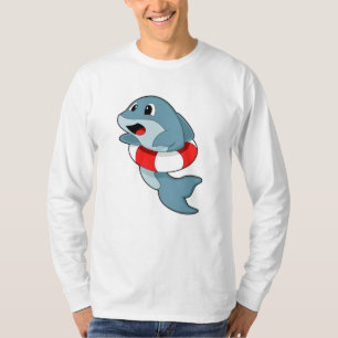 T-shirt Dauphin à la natation avec anneau de natation