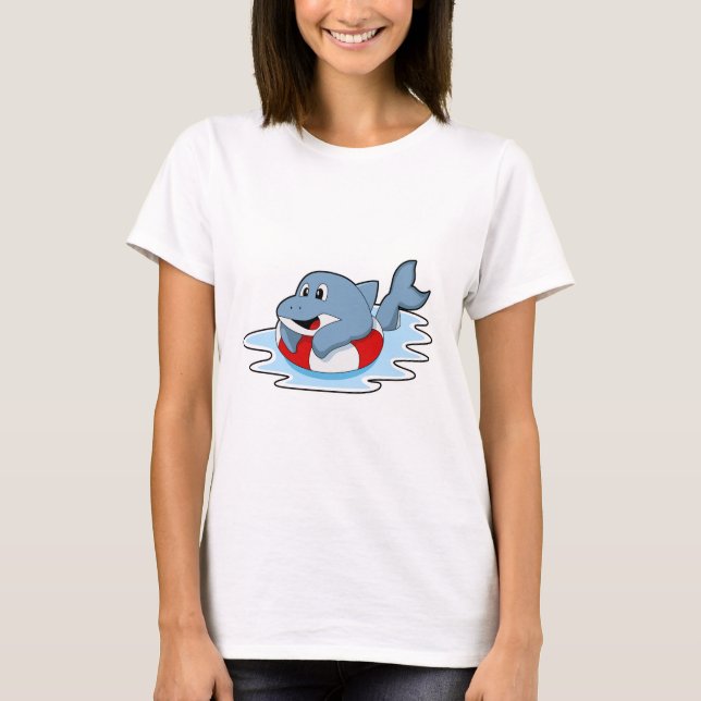 T-shirt Dauphin à la natation avec anneau de natation.PNG (Devant)