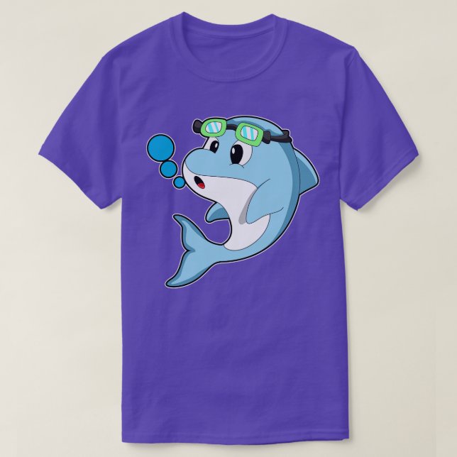 T-shirt Dauphin à la natation avec lunettes de natation 1 (Design devant)