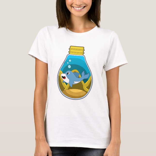 T-shirt Dauphin à la natation dans l'aquarium (Devant)