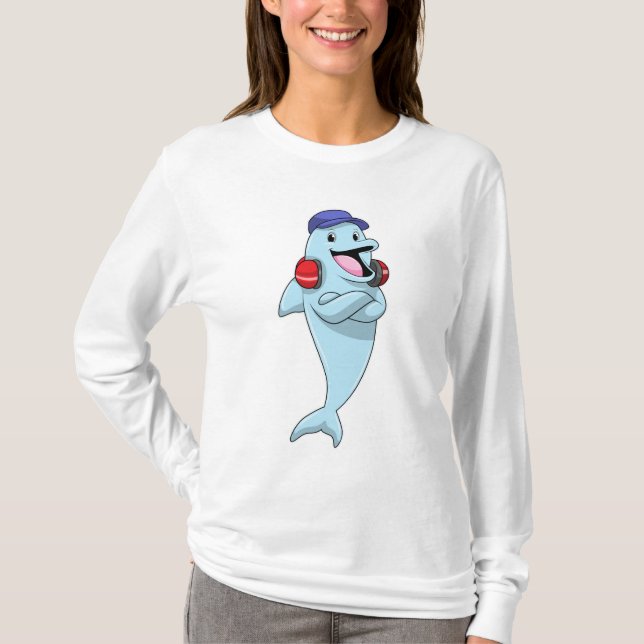 T-shirt Dauphin à l'écoute de la musique (Devant)