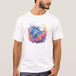 T-shirt dauphin à verdure