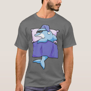 T-shirt Dauphin au coucher avec couette et coussin 1