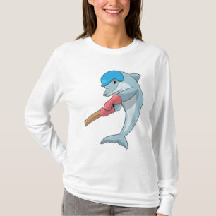 T-shirt Dauphin au cricket avec chauve-souris de cricket