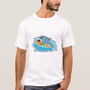 T-shirt Dauphin au surf avec Surfboard