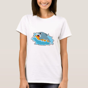 T-shirt Dauphin au surf avec Surfboard