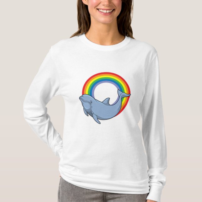 T-shirt Dauphin avec arc-en-ciel (Devant)