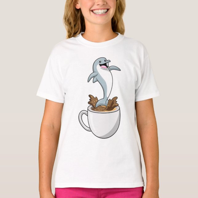 T-shirt Dauphin avec la coupe de café (Devant)