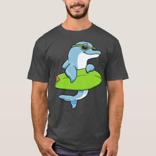 T-shirt Dauphin avec lunettes de soleil comme Surfer avec 
