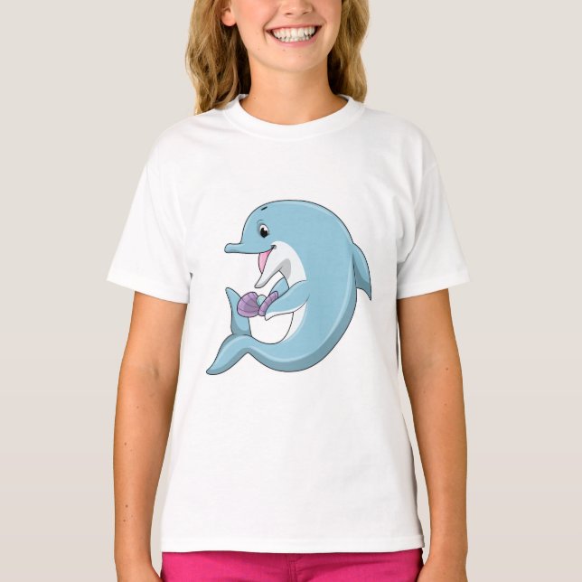 T-shirt Dauphin avec Perle (Devant)