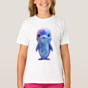 T-shirt Dauphin Bébé Marbré Iridescent Éthéré pour Enfants