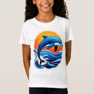 T-Shirt Dauphin Bleu sautant par-dessus les vagues de l'oc