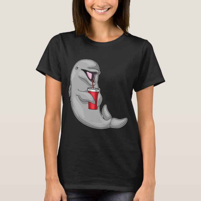 T-shirt Dauphin Boire de la tasse (Devant)