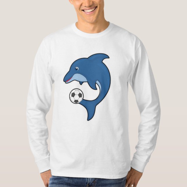 T-shirt Dauphin comme joueur de football avec balle de foo (Devant)