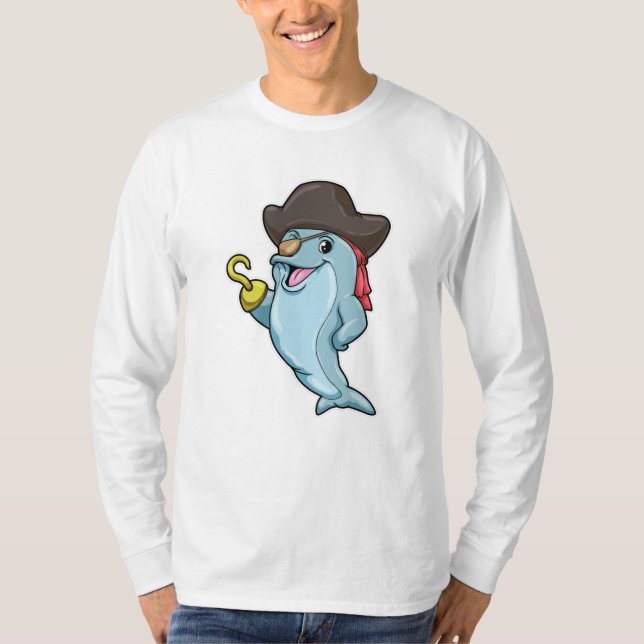 T-shirt Dauphin comme pirate avec tache oculaire et main c (Devant)