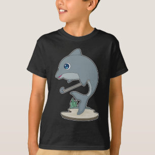 T-shirt Dauphin de hockey sur gazon bâton de hockey