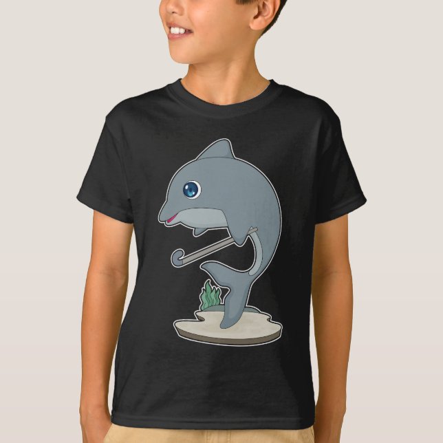 T-shirt Dauphin de hockey sur gazon bâton de hockey (Devant)