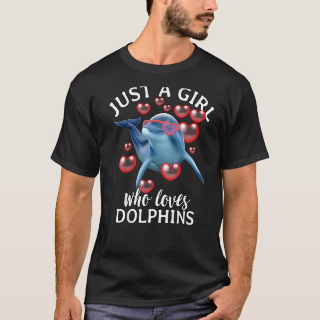T-shirt Dauphin En Amour Juste Une Fille Qui Aime Les Daup (Devant)