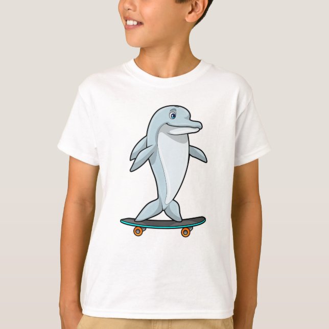 T-shirt Dauphin en patinage avec skateboard (Devant)