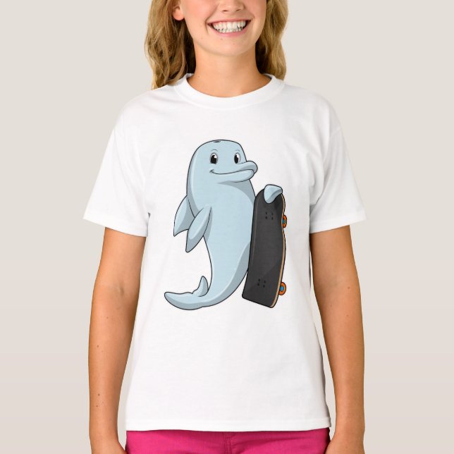 T-shirt Dauphin en patinage avec skateboard (Devant)