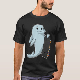 T-shirt Dauphin en patinage avec skateboard
