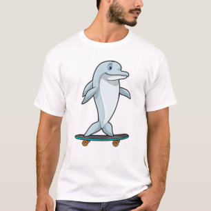 T-shirt Dauphin en patinage avec skateboard