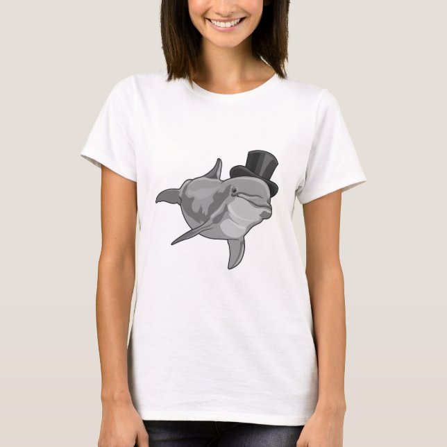 T-shirt Dauphin en tant que Gentleman avec chapeau supérie (Devant)
