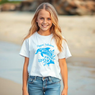 T-shirt Dauphin hawaïen Flippin' Fabial bleu clair