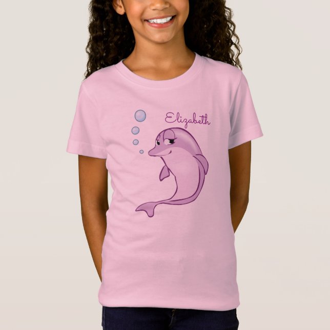 T-Shirt Dauphin pourpre mignon personnalisé (Devant)