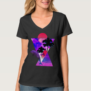 T-shirt Dauphin Tee Jouant Dans La Mer Du Coucher Du Solei