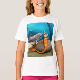 T-shirt Dauphine sirène rêveuse Art fantastique sous-marin
