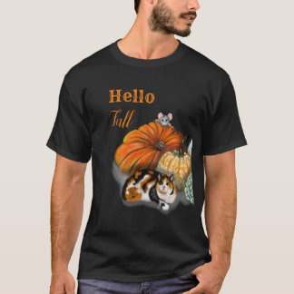 T-shirt d'automne avec chat et souris Whimsical