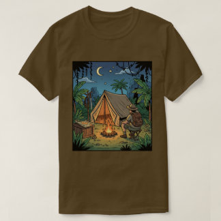 T-shirt d'aventure Feu de camp nocturne sous les é
