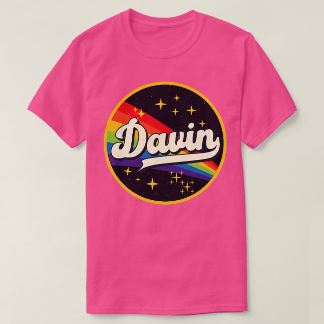 T-shirt Davin Rainbow Dans Le Style Vintage Espace (Design devant)