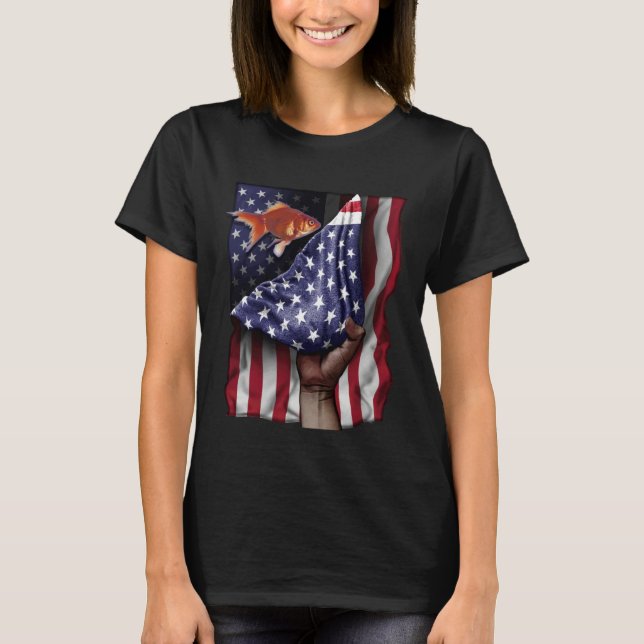 T-shirt Day Of Independence US Flag Goldfish (Devant)