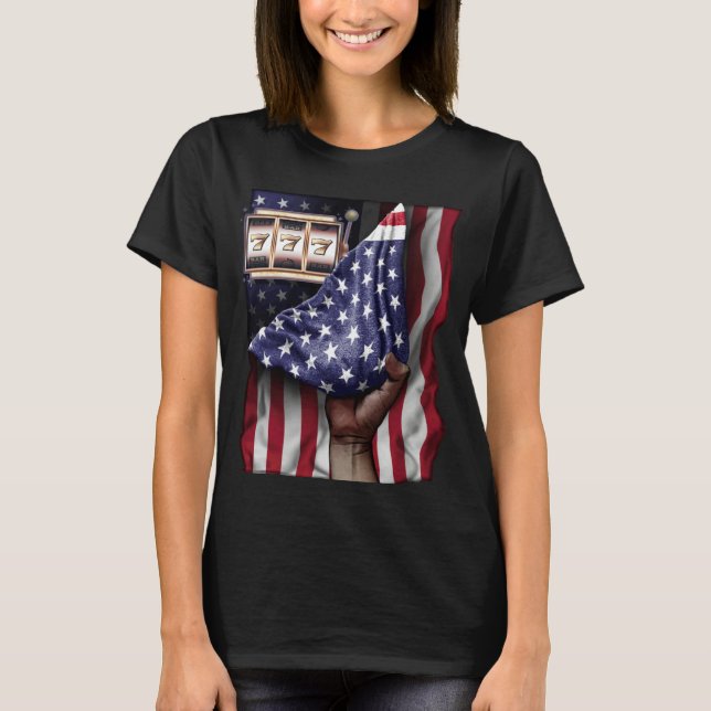 T-shirt Day Of Independence US Flag Slot Machine (Devant)