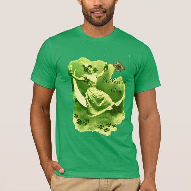 T-SHIRT DAY PATRICK'S DAY LUNE LADY AVEC MONOGRAM SHAMROCK (Devant)