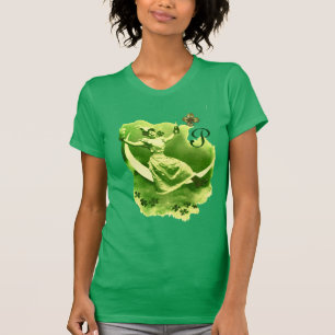T-SHIRT DAY PATRICK'S DAY LUNE LADY AVEC MONOGRAM SHAMROCK