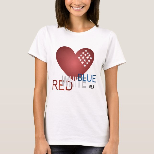 T-shirt Dazzling Diamond Heart Patriotic (Devant)