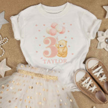 T-shirt de 3 ans avec le nom Pink Balloons