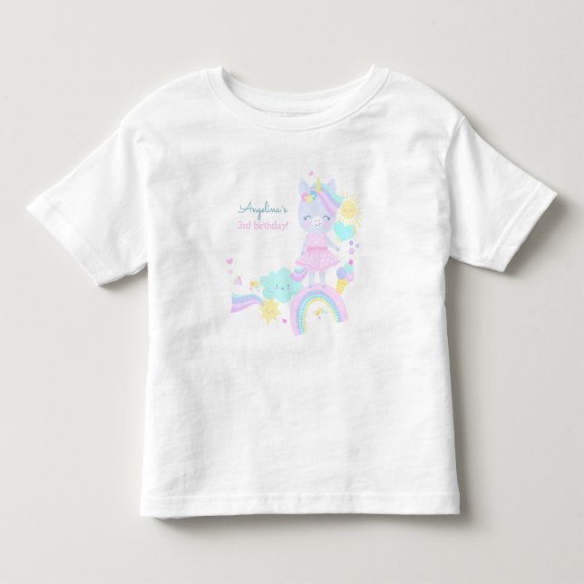 T-shirt de 3ème anniversaire avec une drôle de lic (Devant)