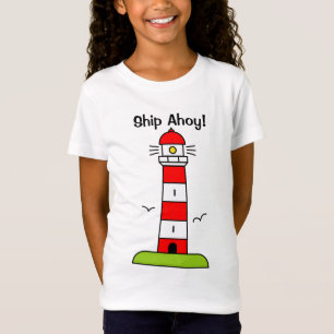 T-shirt de bande dessinée de phare pour le bateau