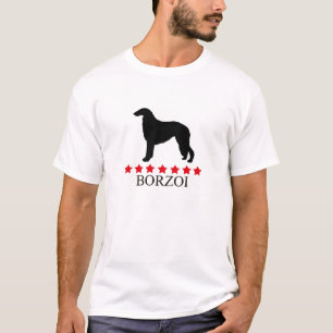 T-shirt de barzoï avec les étoiles rouges
