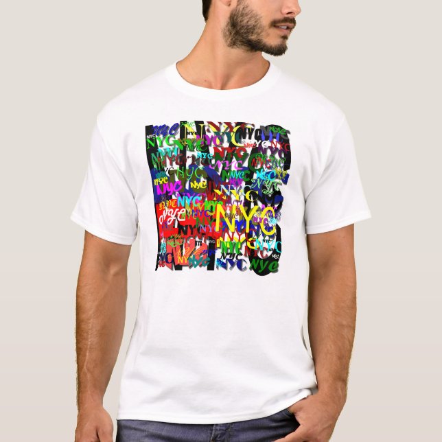 T-shirt de base blanc des hommes de graffiti de (Devant)